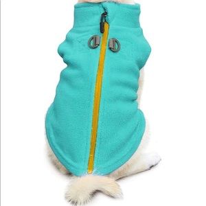 Medium Turquoise Gooby Dog Zip Up Fleece Vest